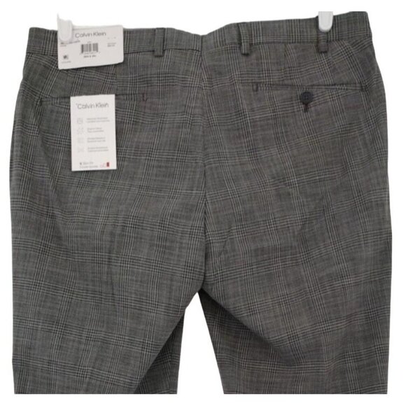 Calvin Klein Mens Glen Plaid Slim Fit Polyester Viscose Dress Pants 38W-30L NWT - Picture 4 of 9